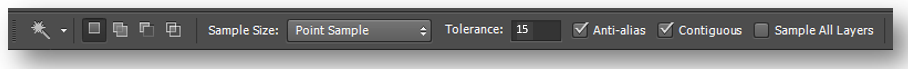 Adjust tolerance in Magic wand tool option bar.PNG